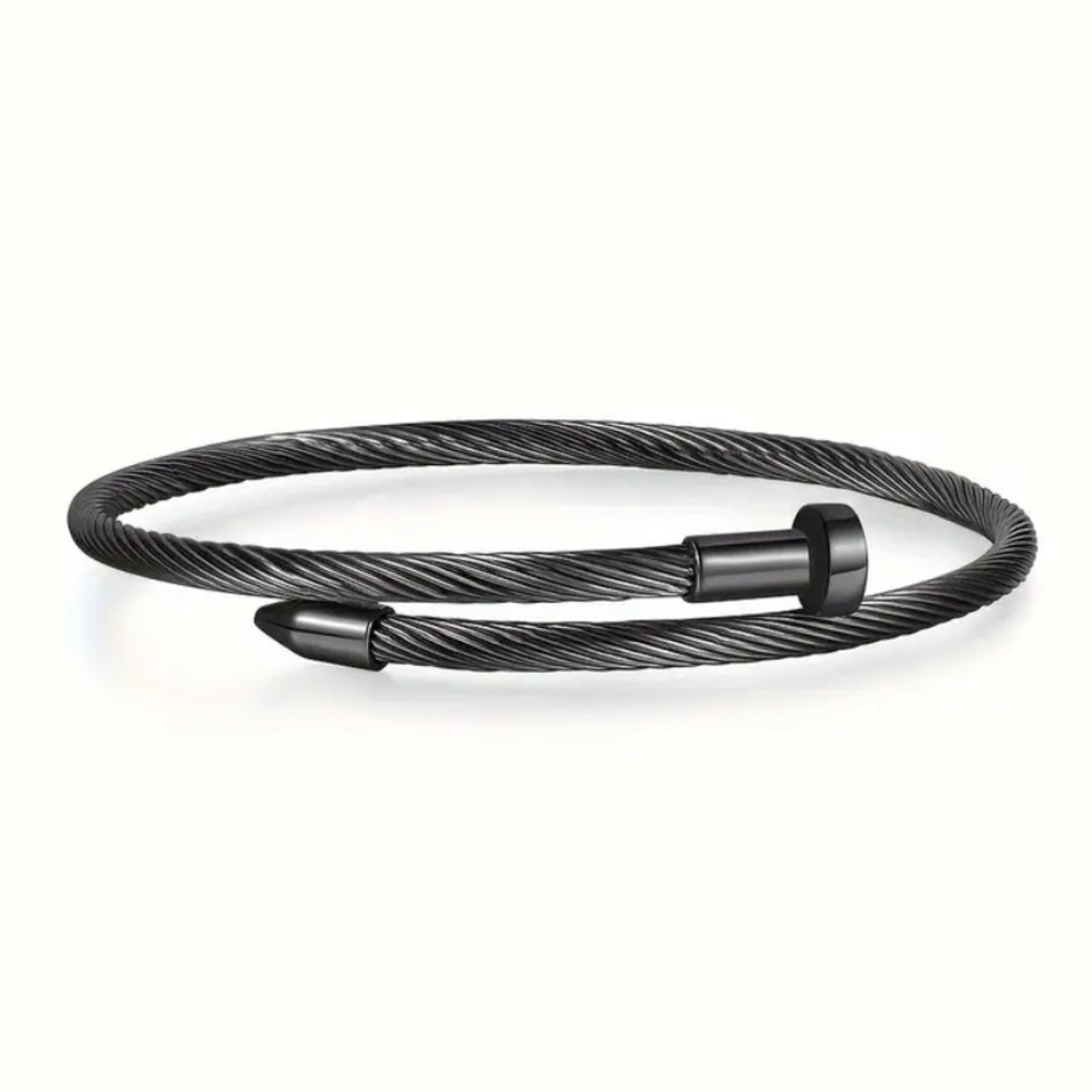 Hardware Stainless Steel Black Cable Nail Bracelet